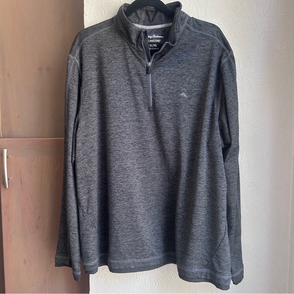 Tommy Bahama Island Zone quarter zip grey jacket Size XL